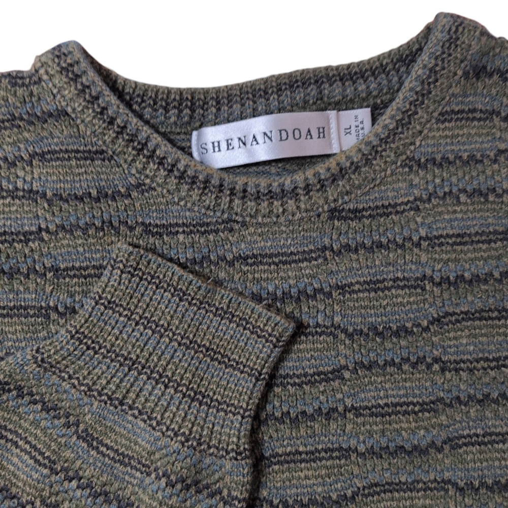 Shenandoah Sweater Men's XL Made In USA Vintage Olive‎ Green 90s Dad Grandpa
